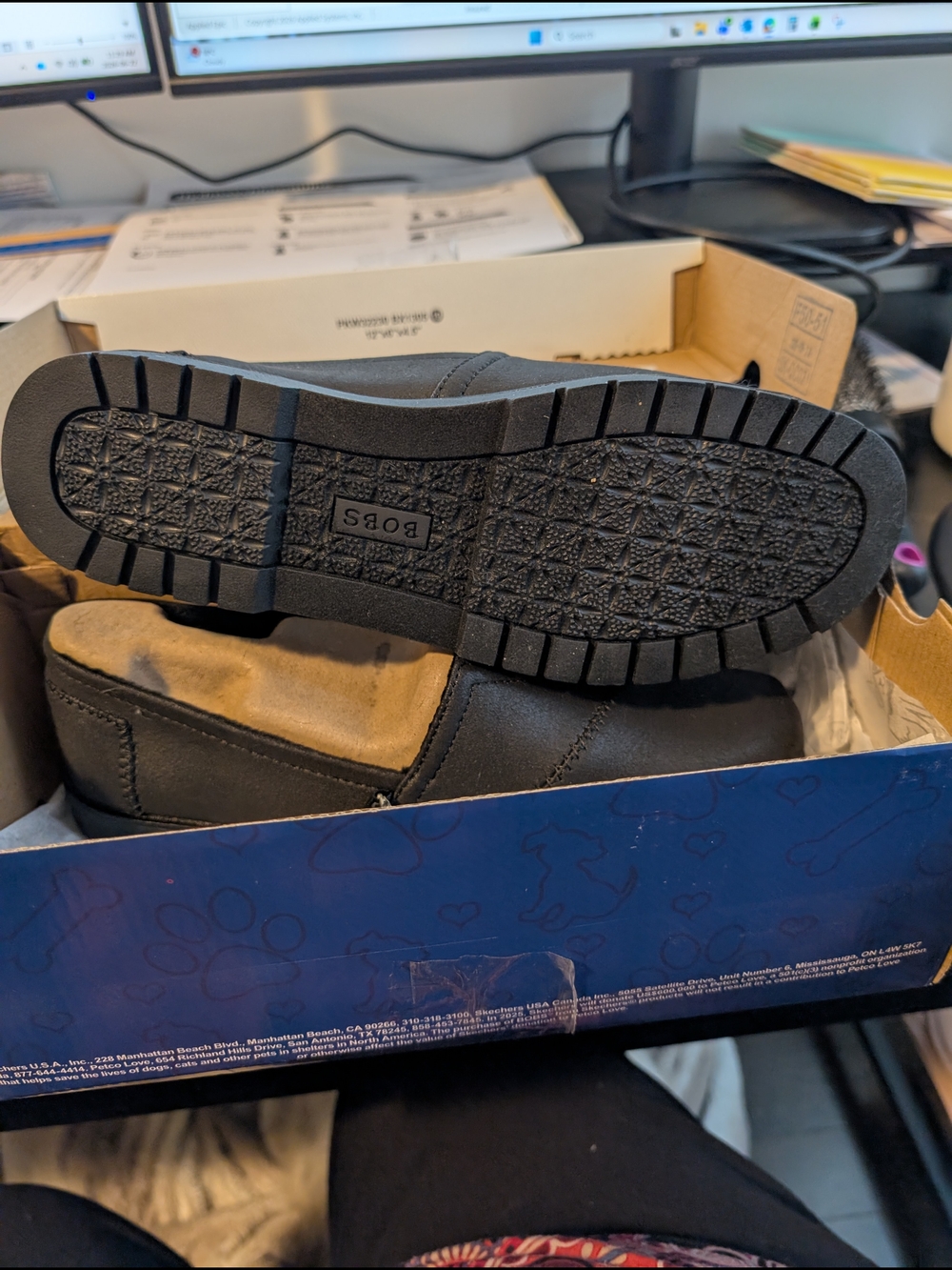 Skechers Black Slip-On Casual Loafers with Stitched Detail - Picture 3 of 5
